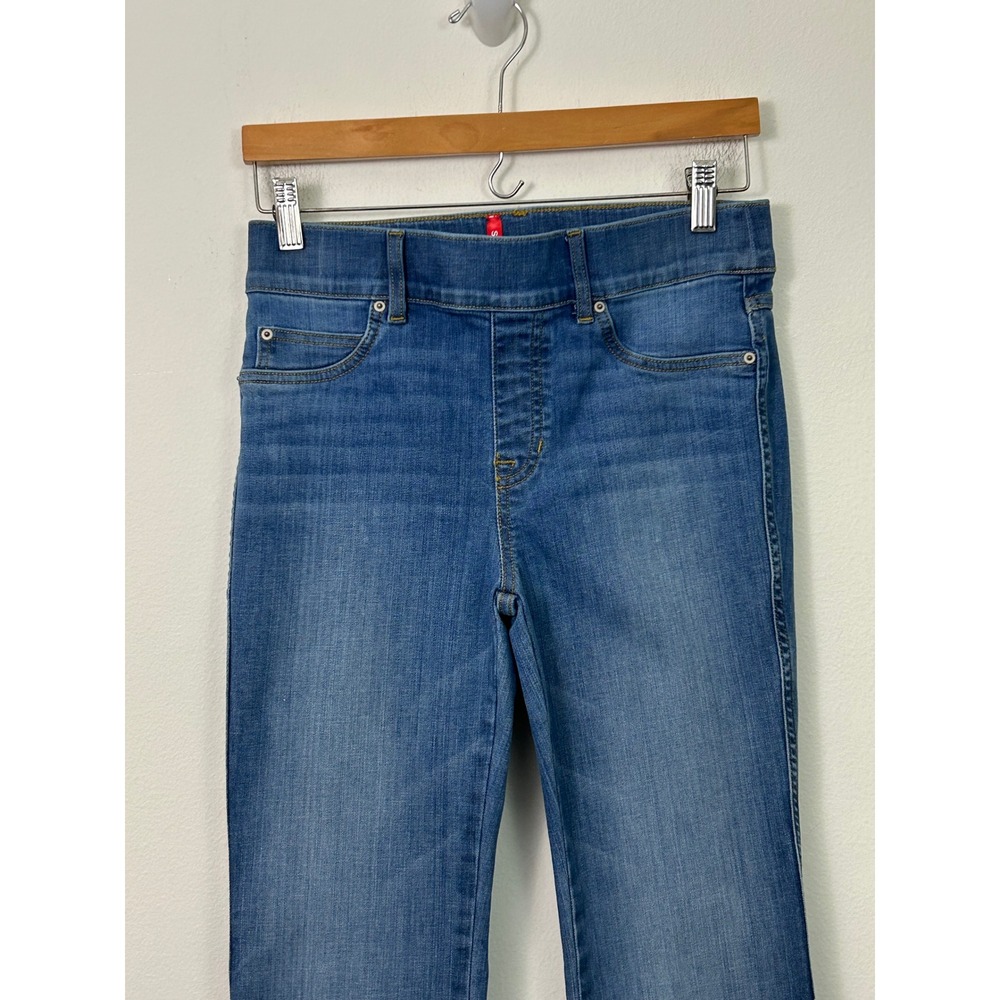Spanx Womens Petite Small Flare Leg Jeans High Rise Pull On Shaping Blue - Picture 3 of 11